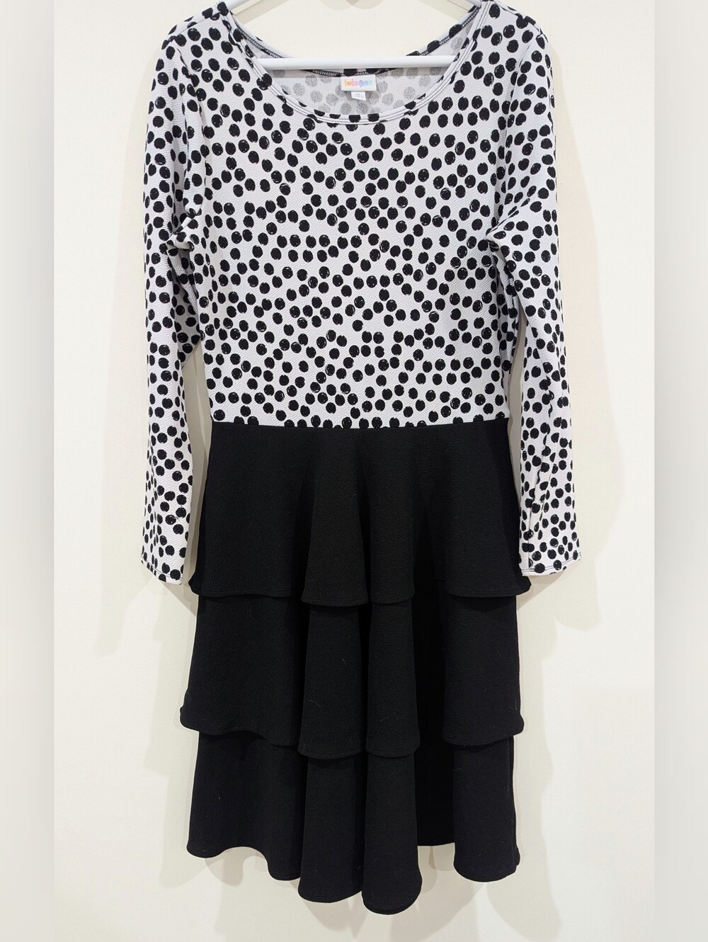 LuLaRoe Black and White Polka Dot Tiered Dress